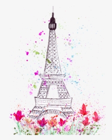 Drawn Eiffel Tower Pink - Transparent Png Torre Eiffel Draw, Png Download, Transparent PNG
