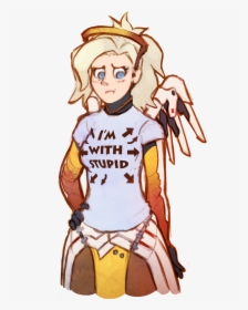 With Stupid Clothing Cartoon Fictional Character Illustration - Mercy Overwatch Funny, HD Png Download, Transparent PNG