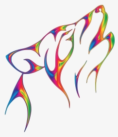 Flame Tribal Wolf No Background Clip Arts - Line Drawing Wolf Head, HD Png Download, Transparent PNG