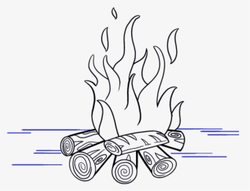 How To Draw Fire - Drawing Of Camp Fire, HD Png Download, Transparent PNG
