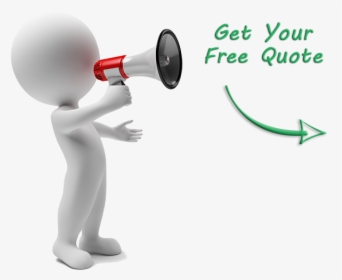Get Your Free Quote 3d Small People Arrow - Stick Figure With Megaphone, HD Png Download, Transparent PNG