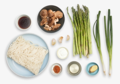 Fresh Udon Noodle Stir-fry With Asparagus, Shiitake - Stir Fry Asparagus And Mushroom, HD Png Download, Transparent PNG