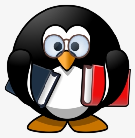 Wise Owl With Books Svg Clip Arts - Penguin Reading A Book, HD Png Download, Transparent PNG