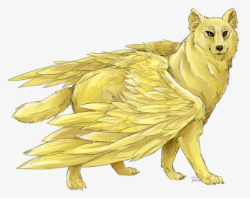 Goldendoodle Golden Retriever African Golden Wolf Drawing - Golden Wolf With Wings, HD Png Download, Transparent PNG