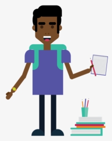 Student With Pencil And Notepad - Cartoon Student With Money, HD Png Download, Transparent PNG