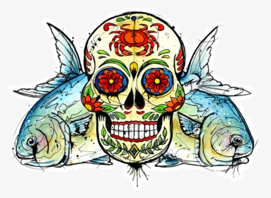 Ryan Keene Permit Sugar Skull Sticker - Sugar Skull Fish, HD Png Download, Transparent PNG