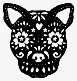 Transparent Sugar Skull Clipart Black And White - Stencil Sugar Skull Dog, HD Png Download, Transparent PNG