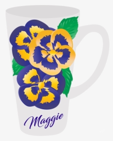 Floral Latte Mugs Purple And Yellow Pansies Personalized, HD Png Download, Transparent PNG