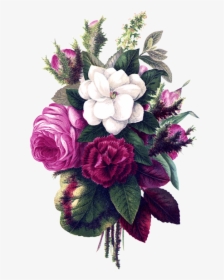 Flower Bouquet Pink Flowers, Flower Clipart Pansies - Vintage Flower Drawings Png, Transparent Png, Transparent PNG