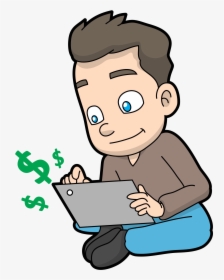 Cartoon Guy Making Money Online - Cartoon, HD Png Download, Transparent PNG