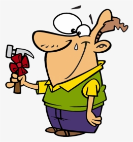 Father S Day Clipart - Cartoon Guy With Hammer, HD Png Download ...