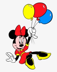 Mouse Mickey Clip Art - Minnie Mouse With Balloons, HD Png Download, Transparent PNG