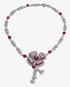 With Its Red-hued Flower Crowned By A Cabochon Ruby - Necklace, HD Png Download, Transparent PNG