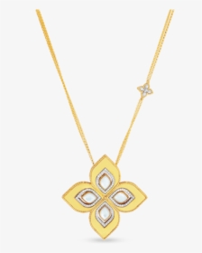 18k Large Mother Of Pearl & Diamond Flower Pendant - Pendant, HD Png Download, Transparent PNG