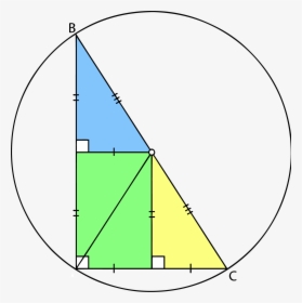 Right Triangle Mid Point Along Long Edge And Circumcenter - Bisector Of A Right Triangle, HD Png Download, Transparent PNG