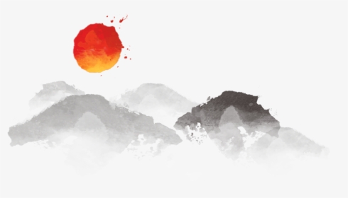 #ftestickers #watercolor #mountains #sun #chinesestyle - Tranh Thủy Mặc Don Giản, HD Png Download, Transparent PNG