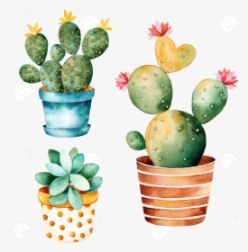 Cactus Clipart Free Watercolor Handpainted Plant And - Cute Cactus And Succulents, HD Png Download, Transparent PNG