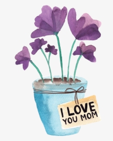 Mothers Day Watercolor Element - Flowerpot, HD Png Download, Transparent PNG