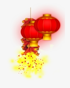 Lantern Festival Red Lantern Png Decorative Element - 放 鞭炮, Transparent Png, Transparent PNG