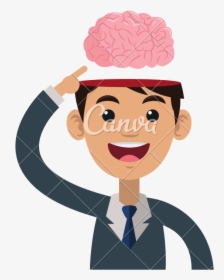 Transparent Happy Brain Clipart - Cartoon Person With Brain, HD Png Download, Transparent PNG