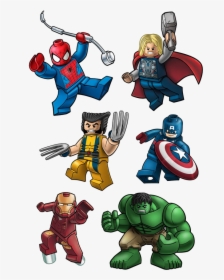 Spiderman Thor Wolverine Ironman Hulk Captainamerica - Super Heroes Lego, HD Png Download, Transparent PNG