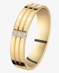 Yellow Gold Wedding Ring With Trilogy Of Diamonds - Wedding Ring Png Male, Transparent Png, Transparent PNG