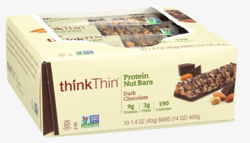 Think Thin Protein Nut Bar Dark Chocolate Box 10 - Chocolate, HD Png Download, Transparent PNG