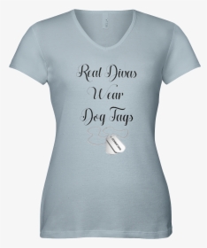 Real Divas Wear Dog Tags V Neck Fine Jersey T Shirt - Active Shirt, HD Png Download, Transparent PNG