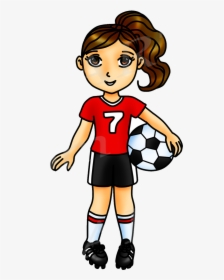 Soccer Clipart Red Girl Sports Clip Art Team World - Soccer Girl Clipart, HD Png Download, Transparent PNG