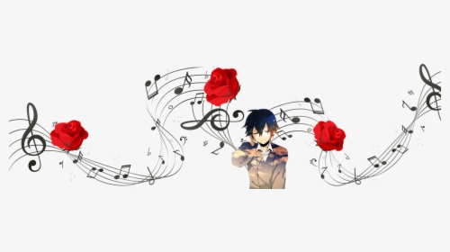 Boy With Music Above Him And Roses - Rock Star Drawing Black And White, HD Png Download, Transparent PNG