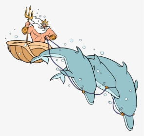 King Triton In His Chariot Led By Dolphins - King Triton Chariot, HD Png Download, Transparent PNG