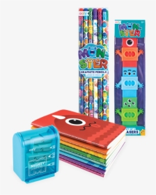 Monster Pals Happy Pack With Monster Pencils, Erasers, - Notebook, HD Png Download, Transparent PNG