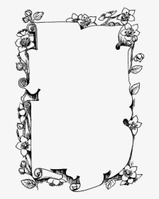Flower Scroll Frame Click Here To Download Now Fairy - Flower Frame Black And White, HD Png Download, Transparent PNG