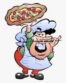 Pizza Baker Holding Pizza And Twirling Mustache - Italien Caricature, HD Png Download, Transparent PNG