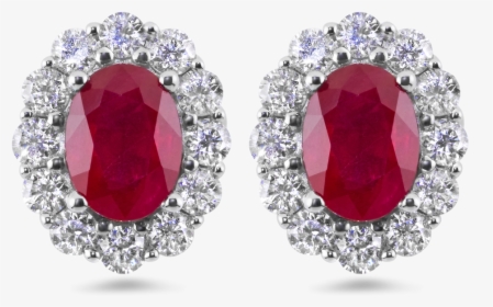 Red Diamond Earrings - Red Ruby Diamond Earrings, HD Png Download, Transparent PNG