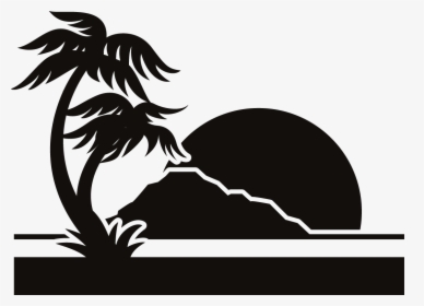 Party Beach Silhouette Labels Png - Beach Silhouette Png, Transparent Png, Transparent PNG