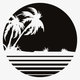 Beach Silhouette Label Png, Transparent Png, Transparent PNG