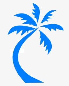 Travel, Palm Tree Palm Blue Silhouette Beach Tropi - Black Coconut Tree Clipart, HD Png Download, Transparent PNG