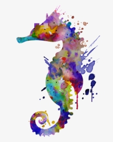 Colorful Seahorse Painting, HD Png Download, Transparent PNG