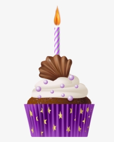 Cupcakes Clipart Candle - Purple Birthday Cake Png, Transparent Png, Transparent PNG