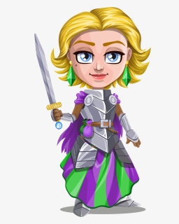 Woman Knight Cartoon, HD Png Download, Transparent PNG