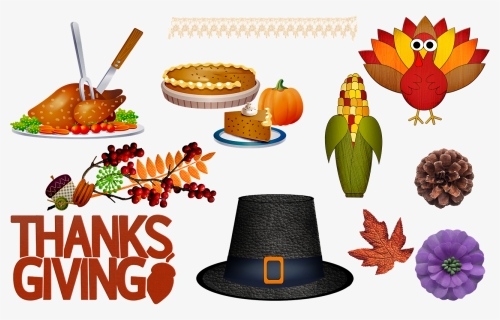 Thanksgiving, Pilgrim Hat, Corn, Pumpkin Pie, Flowers - Vector Food, HD Png Download, Transparent PNG