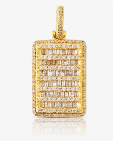 10k Yellow Gold Baguette Diamond Pendant - Pendant, HD Png Download, Transparent PNG