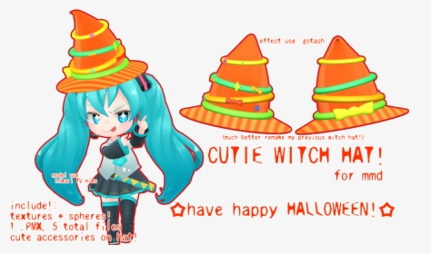 Transparent Witches Hat Clipart - Halloween Mmd Props, HD Png Download, Transparent PNG