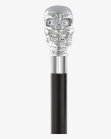 Silver-plated Chrome Skull Handle Walking Stick With - Cosmetics, HD Png Download, Transparent PNG