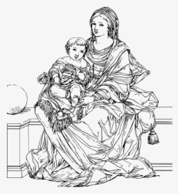 Virgin Mary, Baby Jesus, Catholic, Christ, Christian - Blackand White Cross Stitch Pattern Of Mother Mary, HD Png Download, Transparent PNG