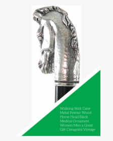 Walking Stick Cane Metal Pewter Wood Double Horse Heads - Bronze Sculpture, HD Png Download, Transparent PNG