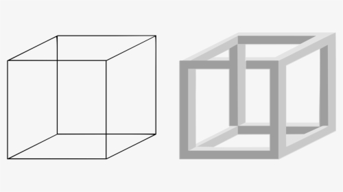 Necker Cube And Impossible Cube Clip Arts - Clipart Cube Black And White, HD Png Download, Transparent PNG