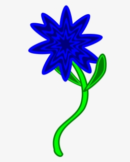 Blue Flower Hippy - Single Flower With Stem Clipart, HD Png Download, Transparent PNG