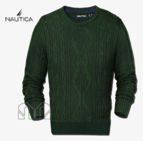 ~nautica Fisherman Crewneck Green Knit Sweater - Cardigan, HD Png Download, Transparent PNG